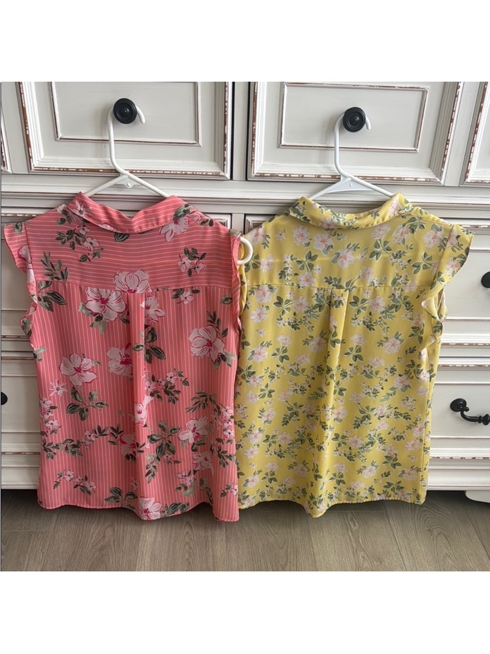 Women 2-pack Elle Pink and Yellow Floral Blouses Lightweight Summer Tops Small - Picture 8 of 8